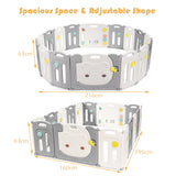 NNECW 16-Panel Foldable Baby Playpen with Safety Lock and Non-slip Foot Mats