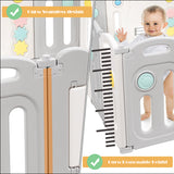 NNECW 16-Panel Foldable Baby Playpen with Safety Lock and Non-slip Foot Mats