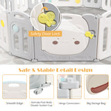 NNECW 16-Panel Foldable Baby Playpen with Safety Lock and Non-slip Foot Mats