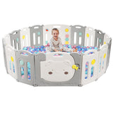 NNECW 16-Panel Foldable Baby Playpen with Safety Lock and Non-slip Foot Mats