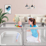 NNECW Kids Safety Play Yard Activity Center for Infants-Gray
