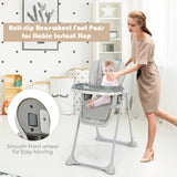 NNECW Baby Foldable Convertible High Chair with Adjustable Height Recline-Grey