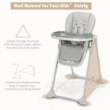 NNECW Baby Foldable Convertible High Chair with Adjustable Height Recline-Grey
