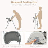 NNECW Baby Foldable Convertible High Chair with Adjustable Height Recline-Grey