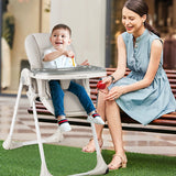 NNECW Baby Foldable Convertible High Chair with Adjustable Height Recline-Grey