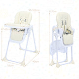NNECW Baby Foldable Convertible High Chair with Adjustable Height Recline-Beige