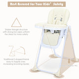 NNECW Baby Foldable Convertible High Chair with Adjustable Height Recline-Beige