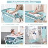 NNECW Portable Multi-purpose Diaper Station with Storage Rack and Adjustable Heights for Kids-Blue