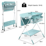 NNECW Portable Multi-purpose Diaper Station with Storage Rack and Adjustable Heights for Kids-Blue