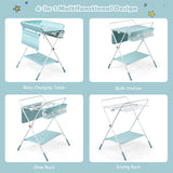 NNECW Portable Multi-purpose Diaper Station with Storage Rack and Adjustable Heights for Kids-Blue