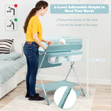 NNECW Portable Multi-purpose Diaper Station with Storage Rack and Adjustable Heights for Kids-Blue