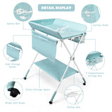 NNECW Portable Multi-purpose Diaper Station with Storage Rack and Adjustable Heights for Kids-Blue