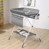 NNECW Portable Multi-purpose Diaper Station with Storage Rack and Adjustable Heights for Kids-Grey