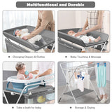 NNECW Portable Multi-purpose Diaper Station with Storage Rack and Adjustable Heights for Kids-Grey