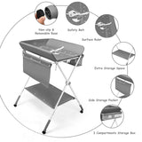 NNECW Portable Multi-purpose Diaper Station with Storage Rack and Adjustable Heights for Kids-Grey