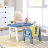 NNECW 2 Piece Kids Table & Chair Set with Building Blocks for Kids 1-5