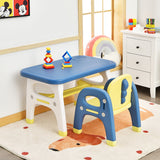 NNECW 2 Piece Kids Table & Chair Set with Building Blocks for Kids 1-5