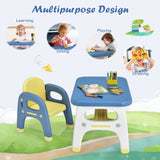 NNECW 2 Piece Kids Table & Chair Set with Building Blocks for Kids 1-5