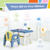NNECW 2 Piece Kids Table & Chair Set with Building Blocks for Kids 1-5