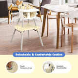 NNECW 5-in-1 Multifunctional Convertible Baby Highchair with Harness &amp Removable Tray-Beige