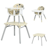 NNECW 5-in-1 Multifunctional Convertible Baby Highchair with Harness &amp Removable Tray-Beige