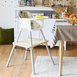 NNECW 5-in-1 Multifunctional Convertible Baby Highchair with Harness &amp Removable Tray-Beige