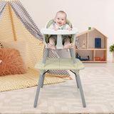 NNECW 5-in-1 Multifunctional Convertible Baby Highchair with Harness &amp Removable Tray-Beige