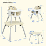 NNECW 5-in-1 Multifunctional Convertible Baby Highchair with Harness &amp Removable Tray-Beige