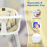 NNECW 5-in-1 Multifunctional Convertible Baby Highchair with Harness &amp Removable Tray-Beige