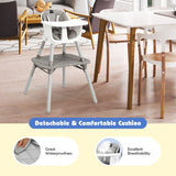 NNECW 5-in-1 Multifunctional Convertible Baby Highchair with Harness &amp Removable Tray-Grey