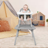 NNECW 5-in-1 Multifunctional Convertible Baby Highchair with Harness &amp Removable Tray-Grey
