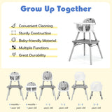 NNECW 5-in-1 Multifunctional Convertible Baby Highchair with Harness &amp Removable Tray-Grey