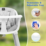 NNECW 5-in-1 Multifunctional Convertible Baby Highchair with Harness &amp Removable Tray-Grey