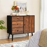NNECW Vintage Wooden Adjustable Storage Cabinet Drawers