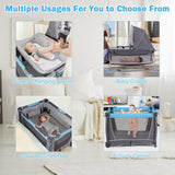 NNECW 4-IN-1 Blue Baby Portacot with Carry Bag & Foldable Bassinet