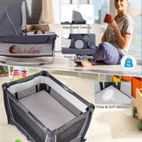 NNECW 4-IN-1 Baby Portacot with Carry Bag & Foldable Bassinet