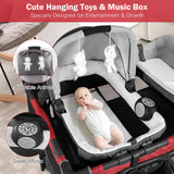NNECW 4-IN-1Red Baby Portacot with Carry Bag & Foldable Bassinet