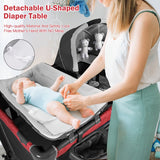 NNECW 4-IN-1Red Baby Portacot with Carry Bag & Foldable Bassinet