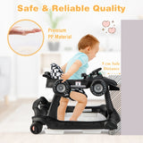 NNECW 4-in-1 Foldable Activity Car Walker with Adjustable Height and Speed-Black