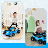 NNECW 4-in-1 Foldable Activity Car Walker with Adjustable Height and Speed-Blue