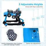 NNECW 4-in-1 Foldable Activity Car Walker with Adjustable Height and Speed-Blue