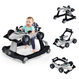 NNECW 4-in-1 Foldable Activity Car Walker with Adjustable Height and Speed-Grey