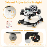 NNECW 4-in-1 Foldable Activity Car Walker with Adjustable Height and Speed-White