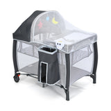 NNECW 3-in-1 Baby Crib with Foldable Canopy & Changing Table
