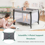 NNECW 3-in-1 Baby Crib with Foldable Canopy & Changing Table