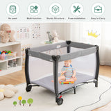 NNECW 3-in-1 Baby Crib with Foldable Canopy & Changing Table