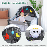 NNECW 3-in-1 Baby Crib with Foldable Canopy & Changing Table