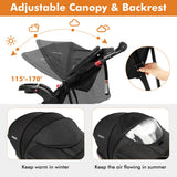 NNECW Jogging Baby Stroller with Canopy and Backrest for Babier-Black