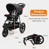 NNECW Jogging Baby Stroller with Canopy and Backrest for Babier-Black