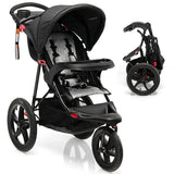NNECW Jogging Baby Stroller with Canopy and Backrest for Babier-Black